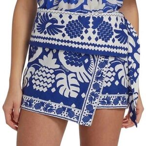 Farm Rio Jungle Scarf Navy Blue Mini Skirt Wrap Parrots Tropical 
Worn once